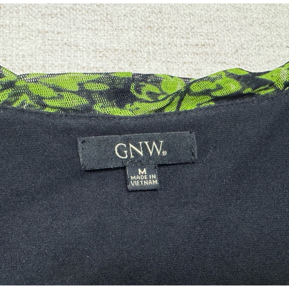GNW Women’s Long Sleeve Y2K Grunge Top Medium Green Black Indie Forest Fairy - Picture 4 of 5